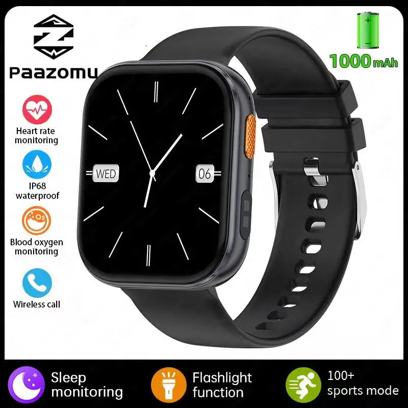 2026 new outdoor sports smartwatch,2.04 high-definition large screen,1000mAh large battery, ultra long battery life,holiday gift