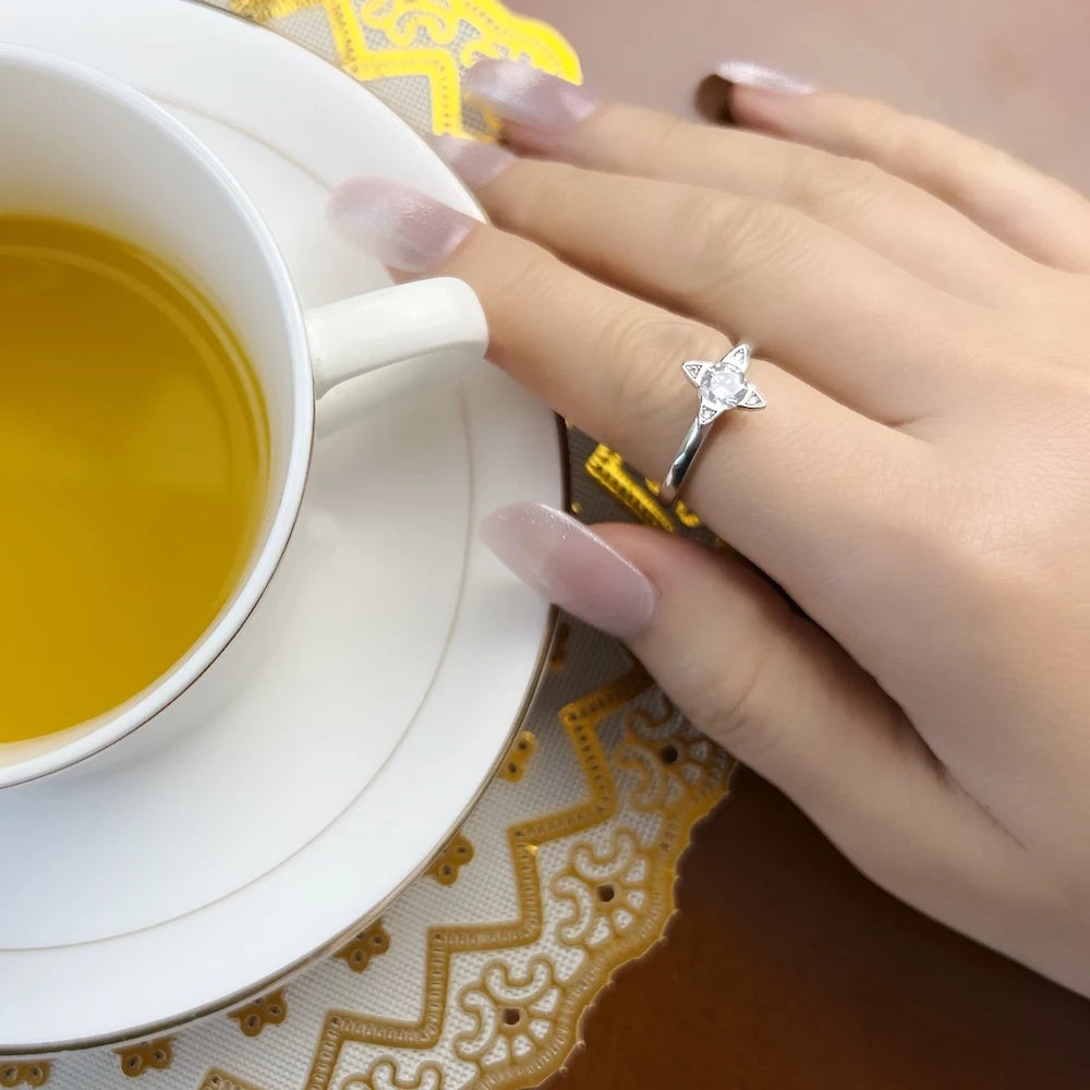 Ring Star Stackable Europe Style Fine Jewerly For Women Brand New Trendy Gift In 925 Sterling Silver