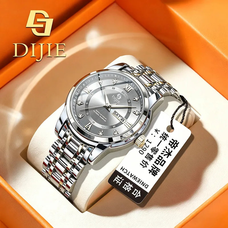 Trendy steel-band men's watch, exuding elegance, a popular casual and minimalist design, high-quality, versatile for business an