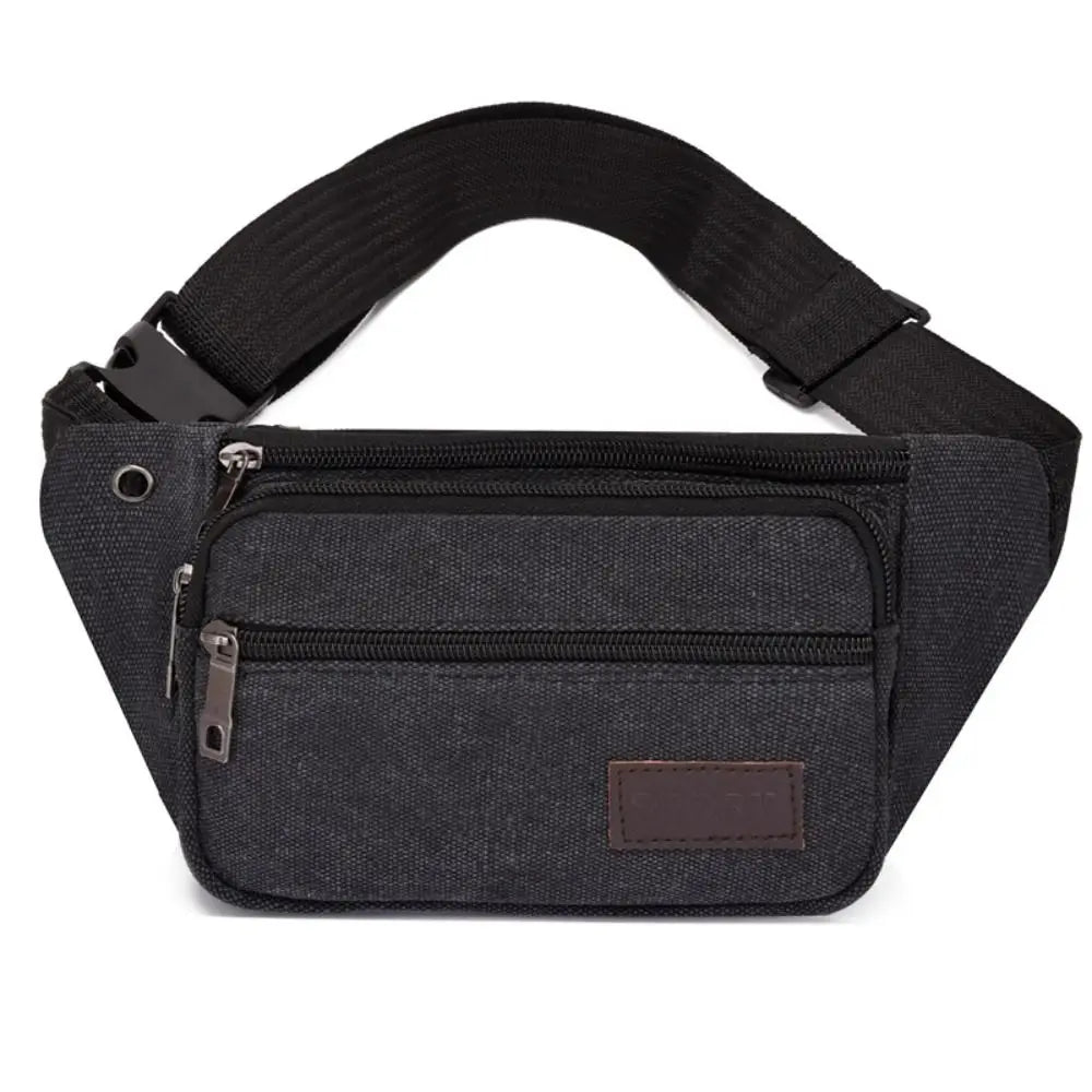 Men's Canvas Crossbody Bags Multifunctional Multi-Pockets Storage Bag Chest Shoulder Bag Large Capacity Waist Bag Chest Pack