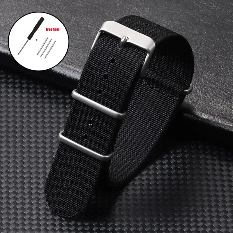 Military Nylon Smartwatch Band 18mm 20mm 22mm Universal Men Women Canvas Strap Fabric Army Replacement Wristbelt Sport Bracelets