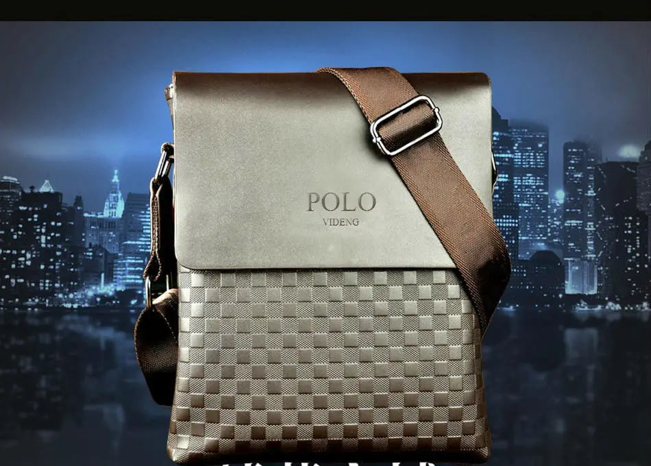 Men's One Shoulder Crossbody Bag Korean Version Trendy Checkerboard Pattern Embossed New Casual Business Bag Bags for Men
