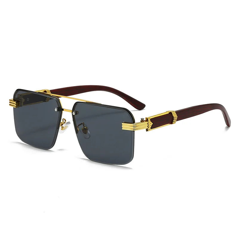 A Pair of Textured Double-Bridge Trendy Fashion Sunglasses, Suitable for Streetwear, Parties, Music Festivals, Gifting and Vacat
