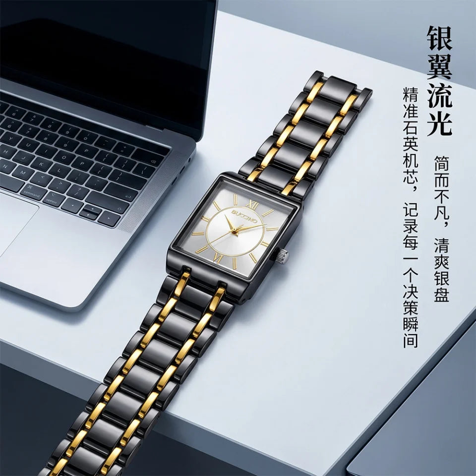 Men's Quartz Wristwatch Steel Band Male Classic Popular Watches Rectangular Minimalist Fashion Casual Business Watch For Daily