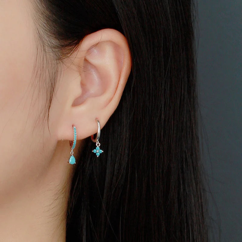 Women's Fashion Elegant Hoop Earrings With Cute Flower Pendant Shiny Crystal Zirconia Copper Exquisite Ear Piercing Jewelry Gift