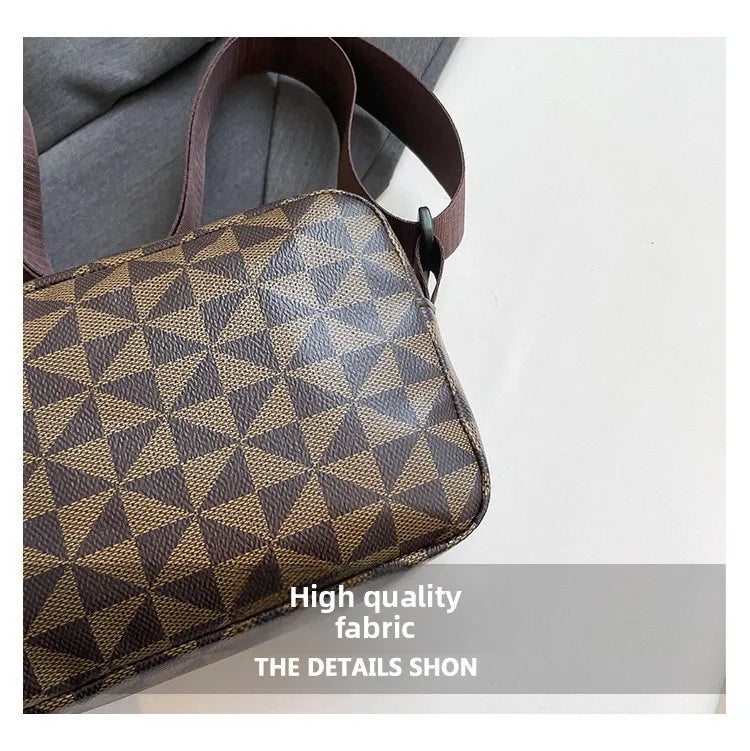 Women Stylish Crossbody Bag, Modern Geometric Pattern, Black Brown Versatile Design, Daily Commute, Casual Outings Messenger Bag
