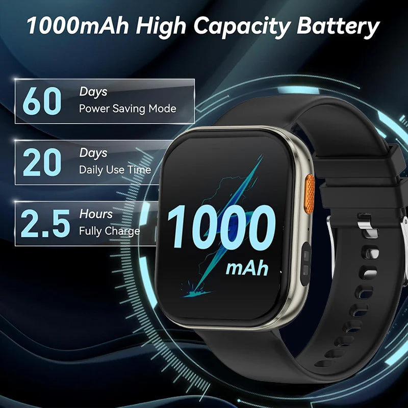 2026 new outdoor sports smartwatch,2.04 high-definition large screen,1000mAh large battery, ultra long battery life,holiday gift