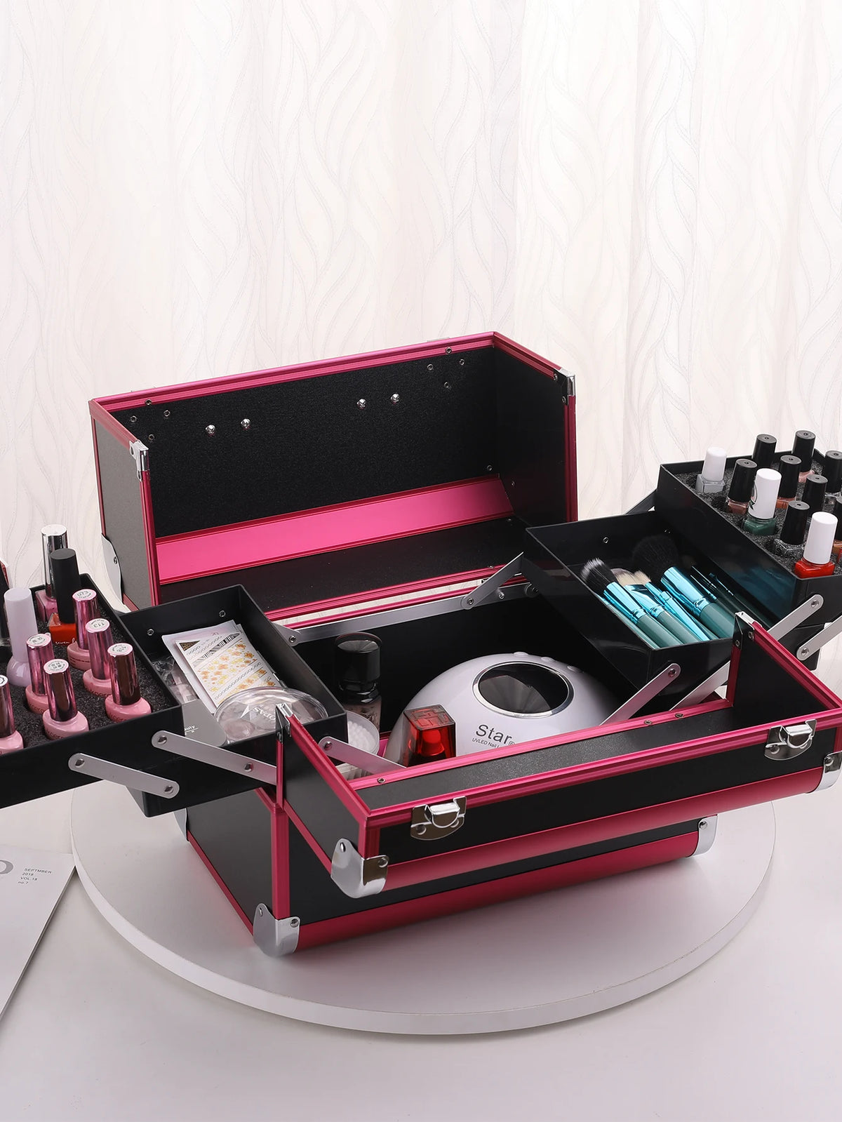 Makeup Case Cosmetic Organizer Case Extra Large 12 Inch 6 Trays Portable Makeup Organizer Case Make Up Carrying Box