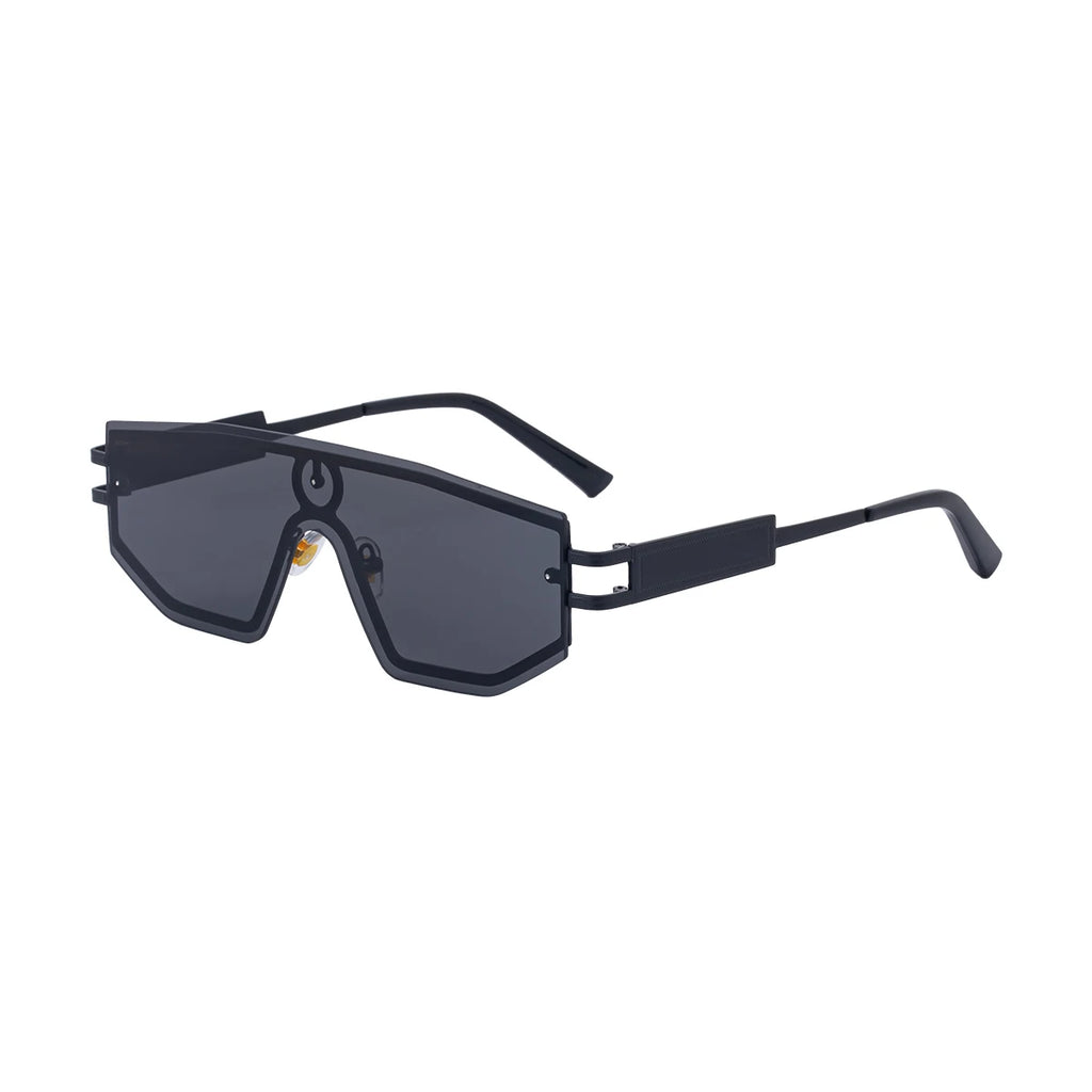 Premium Luxury Design One-piece Punk Sunglasses Men Women 2026 Fashion Metal Anti-reflective Outdoor Sun Shades Gafas UV400