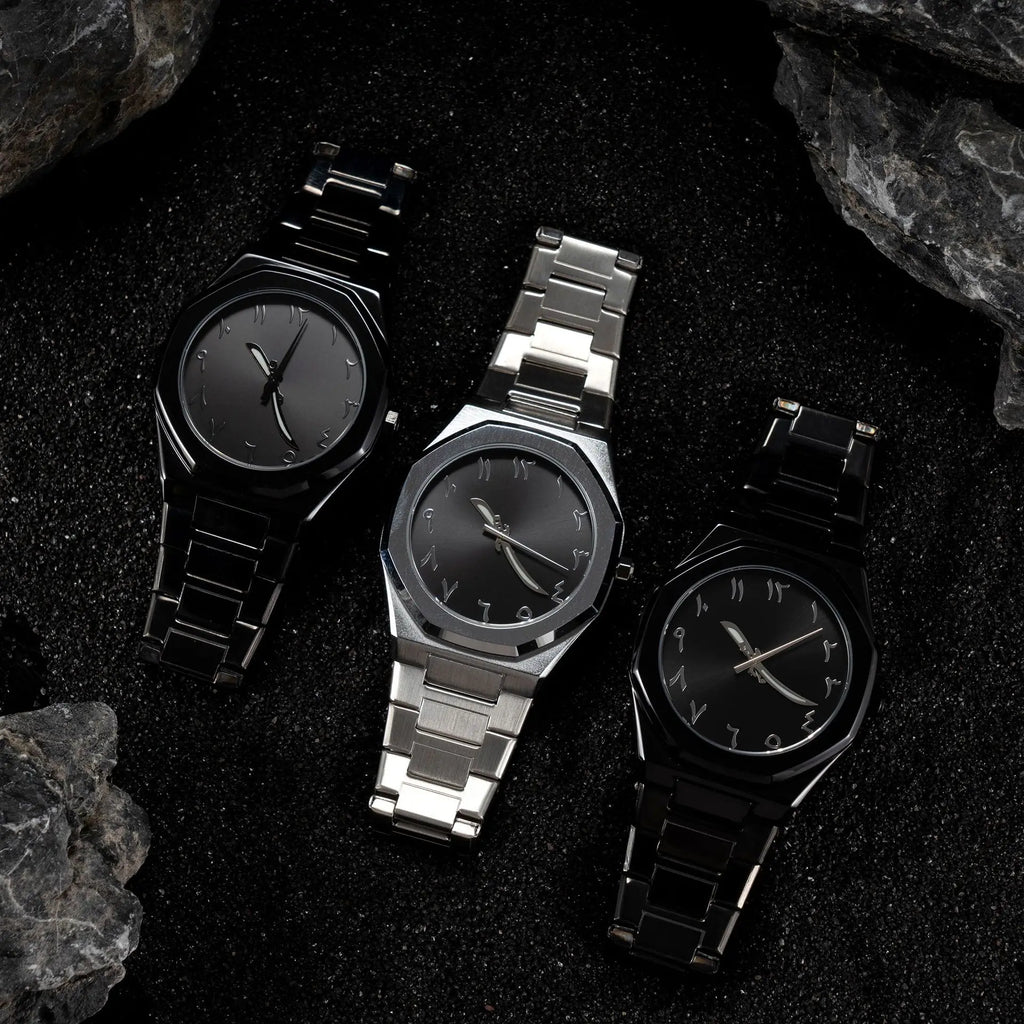 Fashion Luxury Casual Watch For Men Arabic Numeral Dial Stainless Steel Band Waterproof Men's Wristwatch