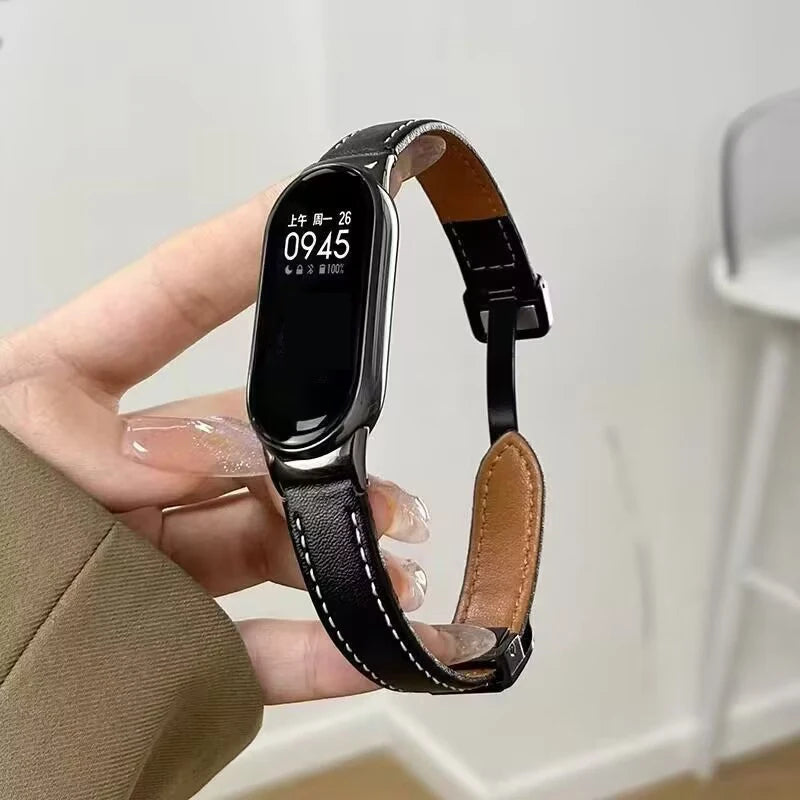 Watch Strap For Xiaomi Smart Band 11 10 9 8 Leather Magnetic Buckle Watchband Loop Belt For Xiaomi MiBand9 8 Mi Band 11 Bracelet