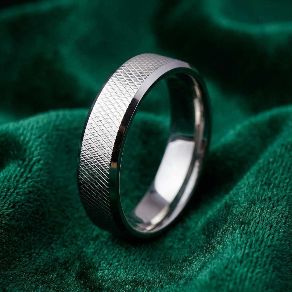 New Simple Geometric Grid Stackable Rings for Women 316L Stainless Steel Jewelry Anniversary Valentine's Day Birthday Gifts
