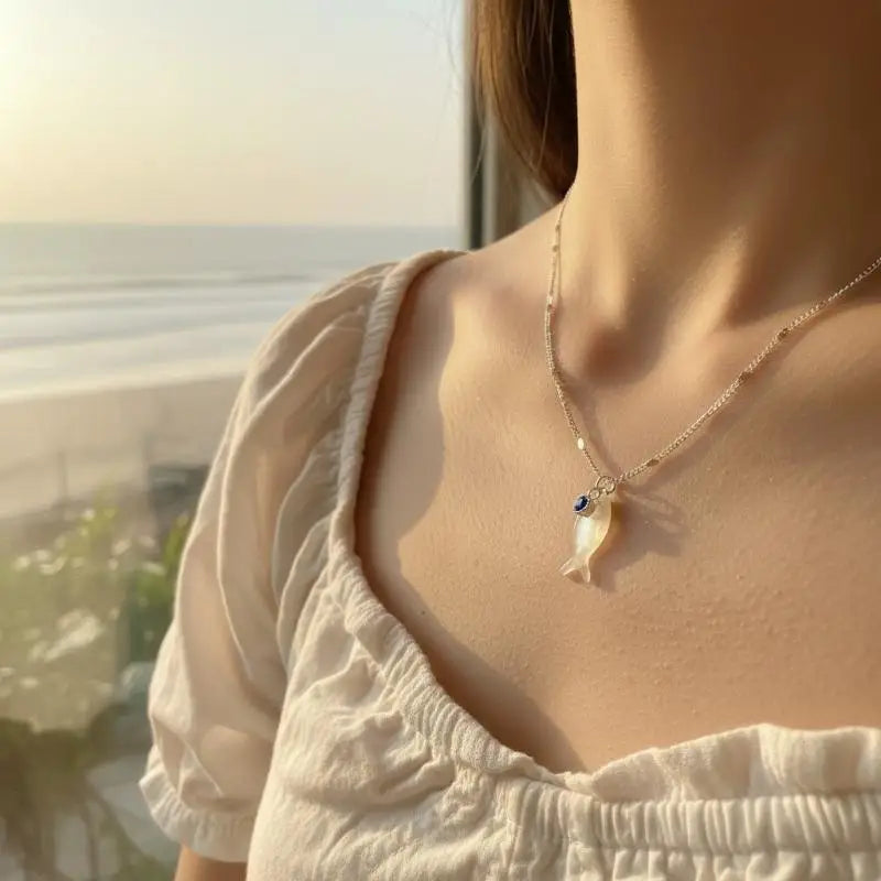 Minimalist Trendy Fish Pendant Necklace Earrings Women Elegant Jewelry Set Special Gift for Lovers Birthday Party