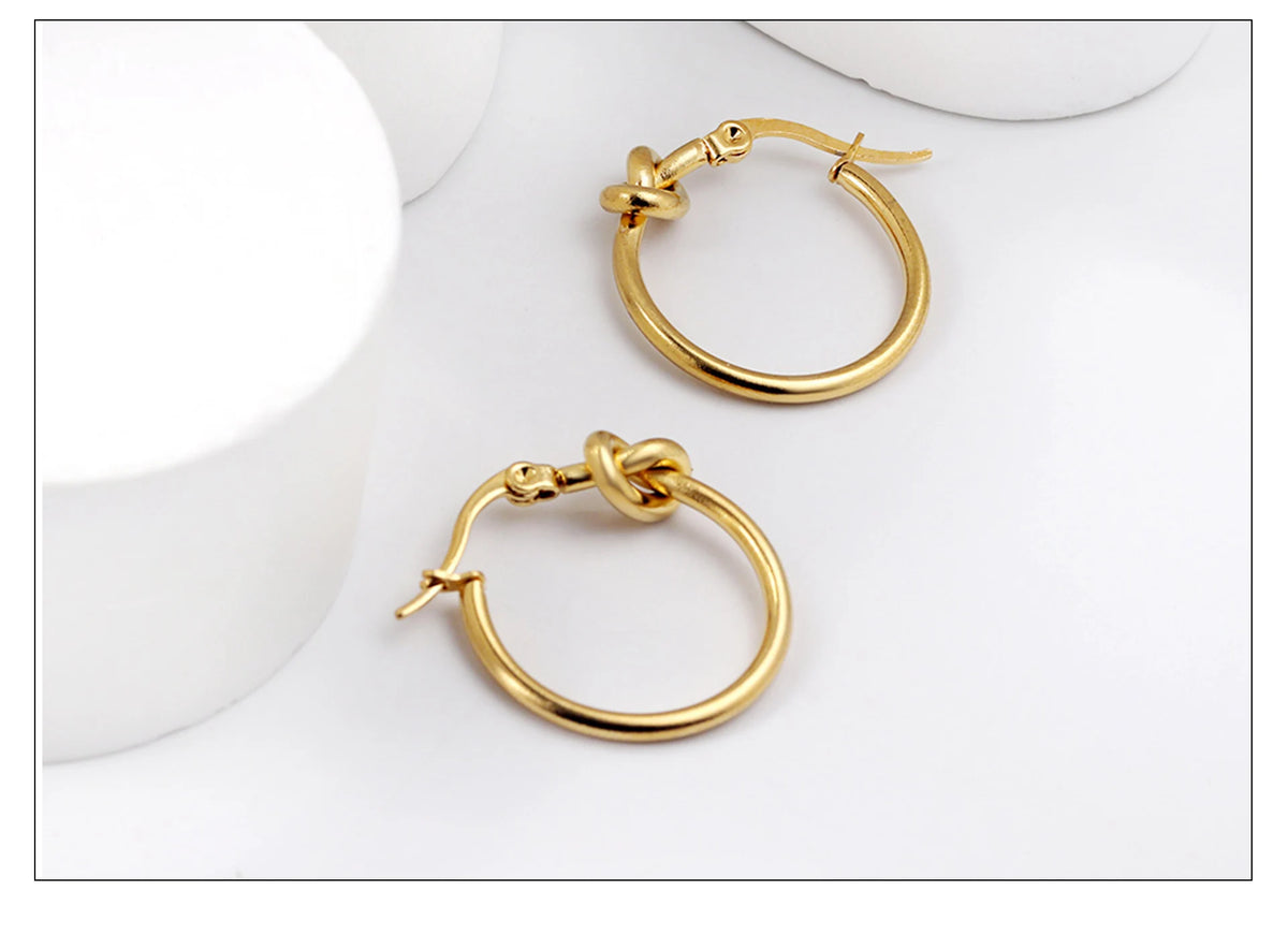LUXUSTEEL Fashionable Drop Earring for Women Stainless Steel Golden Elegant Hoop Earrings Geometric Jewelry Party Gifts