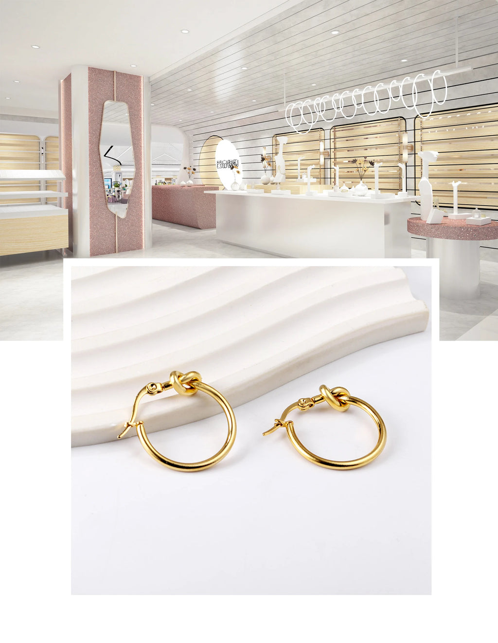 LUXUSTEEL Fashionable Drop Earring for Women Stainless Steel Golden Elegant Hoop Earrings Geometric Jewelry Party Gifts