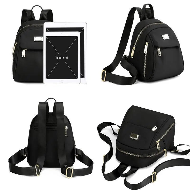 New Design Women's Compact Backpack Crossbody Shoulder Bag Convertible Mini Oxford Fabric Lightweight Casual Outdoor Daypack