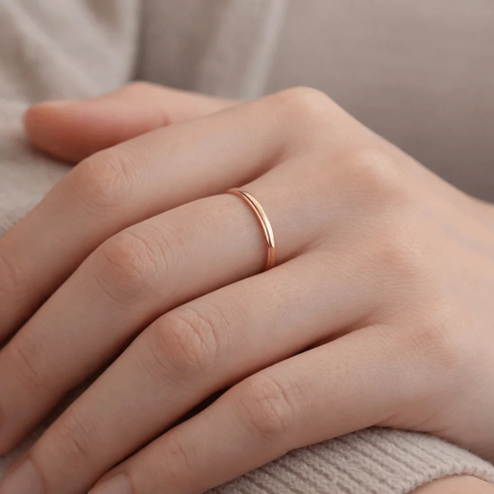 Durable Stackable Plain Band Rings 2MM Twist Design Thin Rings Minimalist Style Smooth Titanium Steel Rings Party Jewelry