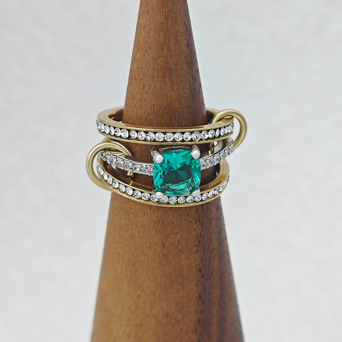 Full Cubic Zirconia Stacking Rings For Women Luxury Style Gold Color Multi-layer Spinelli Ring Wedding Engagement Jewelry Gifts
