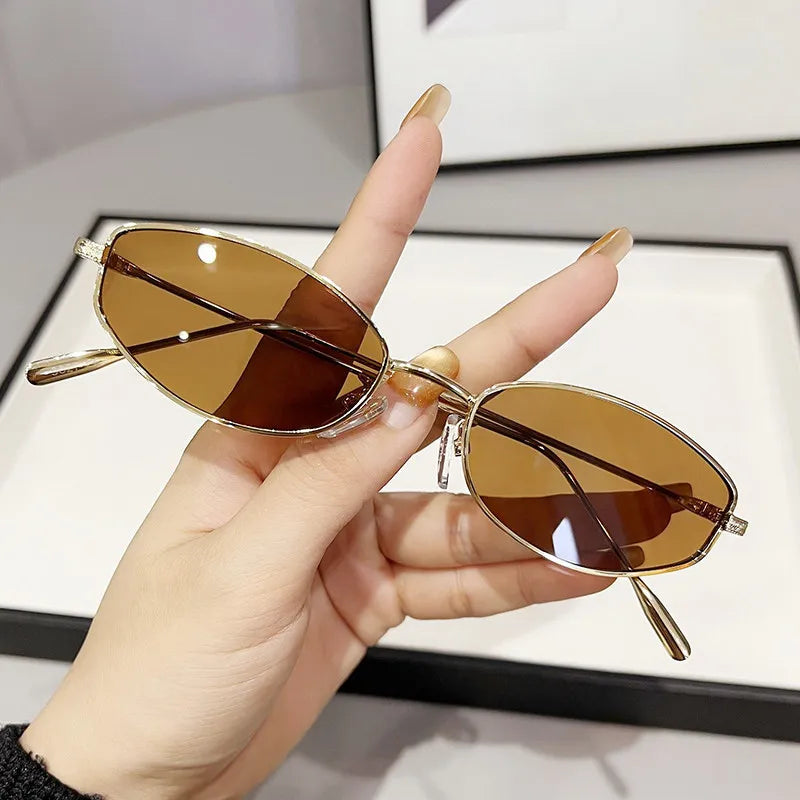 Luxury Brand Sunglasses For Women Men Oval Sun Glasses Brand Designer Retro Shades Metal Frame Eyewear TOP UV400