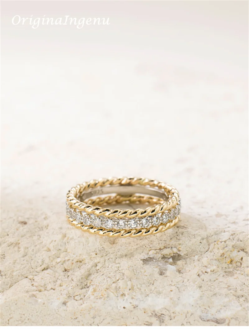 Set of 3 Gold Filled Stacking Ring Handmade Zircon Tarnish Resistant Jewelry Dainty Jewelry Boho Minimalism Ring for Women
