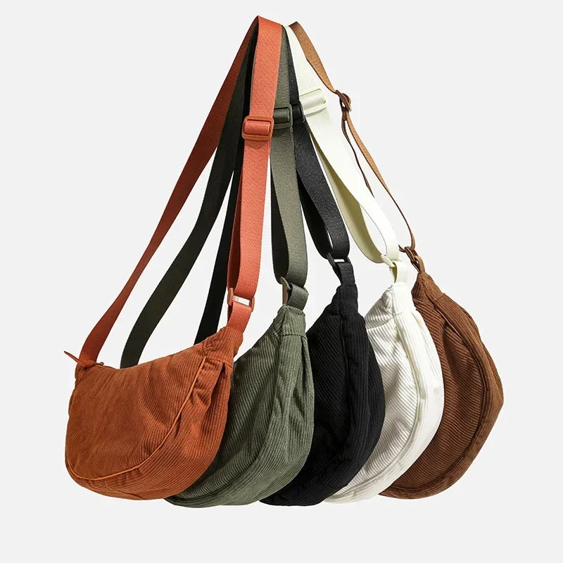 Crossbody Bags Ladies Daily Travel Handbags Messenger Bag Solid Color Corduroy Women's Hobos Shoulder Bag Retro Casual Female
