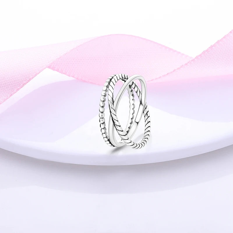Original 925 Sterling Silver Rings Stackable Infinite Silver Zircon Ring For Women Wedding Anniversary Birthday Jewelry Gift Hot