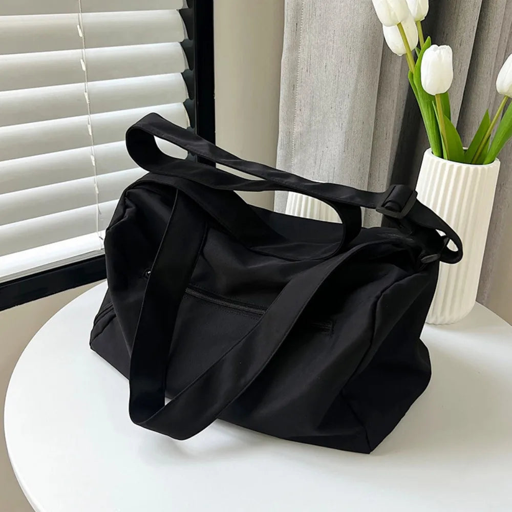 Fashionable Solid Color Crossbody Tote Bags Canvas Large Capacity Sports Shoulder Bag Niche Design Casual Gym Fitness Bag Girls