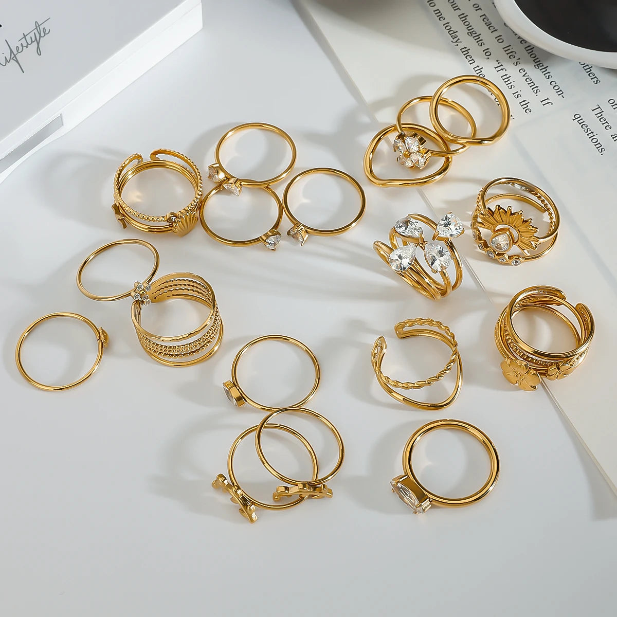 Yori Personalized Stackable Ring Set  Prevent Allergy Stainless Steel Gold Color Daily Wear Fashion Jewelry 2025 NEW