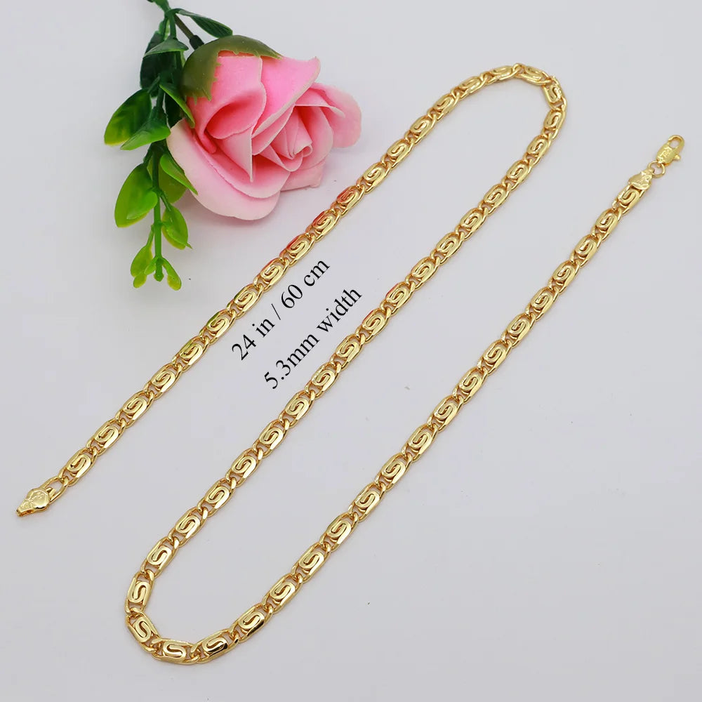 60cm 5.3mm Minimalist Necklace Fashion 18k Gold Plated Jewelry for Men And Women Suitable for Daily Wear