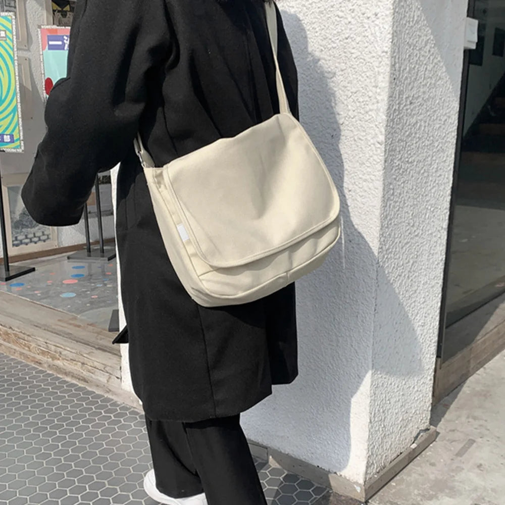 Crossbody Bags 2022 Women Canvas Youth Fashion Casual Shopping Shoulder Bag Large Capacity Solid Color Shoppers Handbags