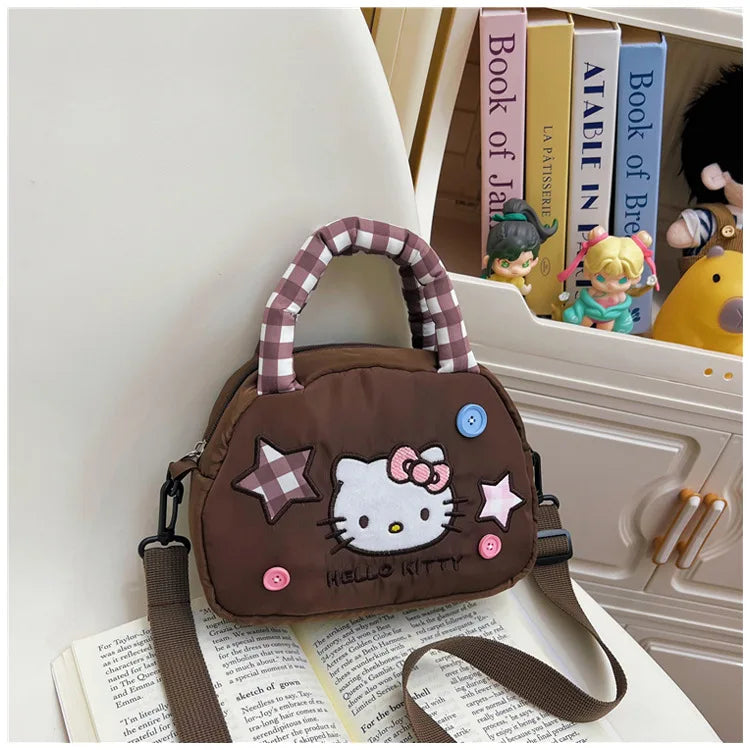 Cute Kitty Crossbody Bag Checkered Commuter Handbag, Creative Cartoon Shoulder Bag, Gift for Girlfriend