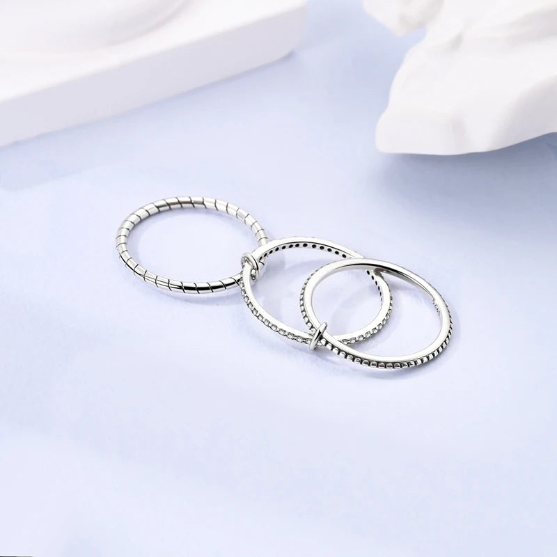 New Original 925 Sterling Silver Rings Stackable Infinite Silver Zircon Ring For Women Wedding Anniversary Birthday Jewelry Gift