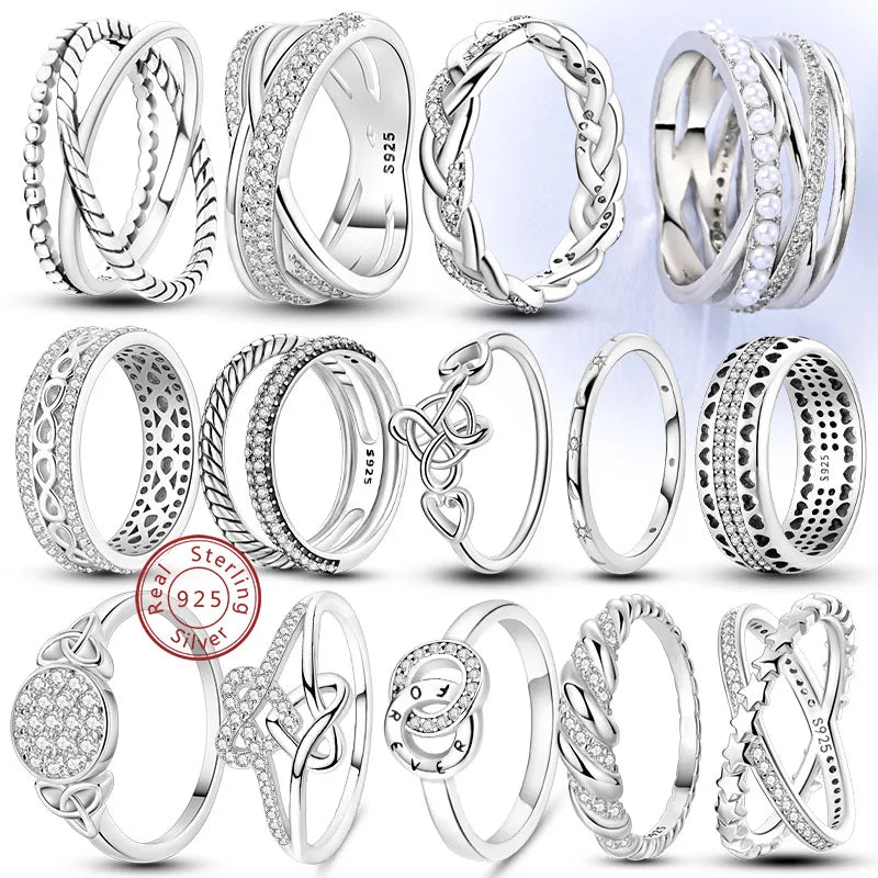New Original 925 Sterling Silver Rings Stackable Infinite Silver Zircon Ring For Women Wedding Anniversary Birthday Jewelry Gift