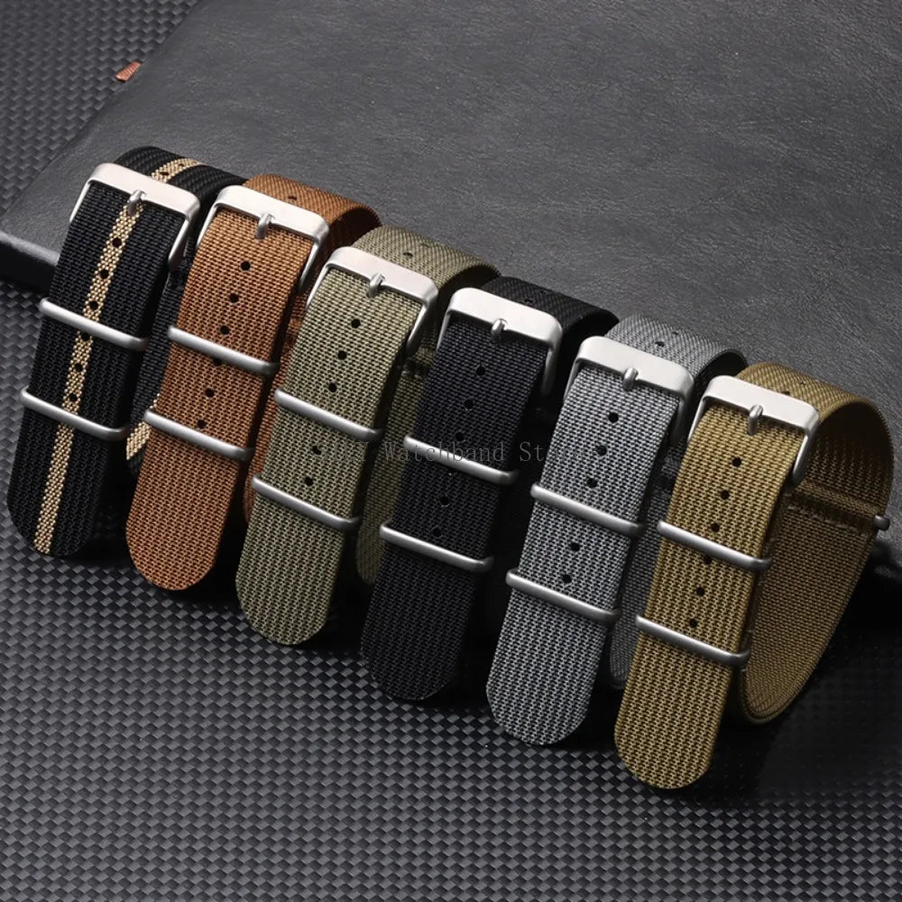 Military Nylon Smartwatch Band 18mm 20mm 22mm Universal Men Women Canvas Strap Fabric Army Replacement Wristbelt Sport Bracelets