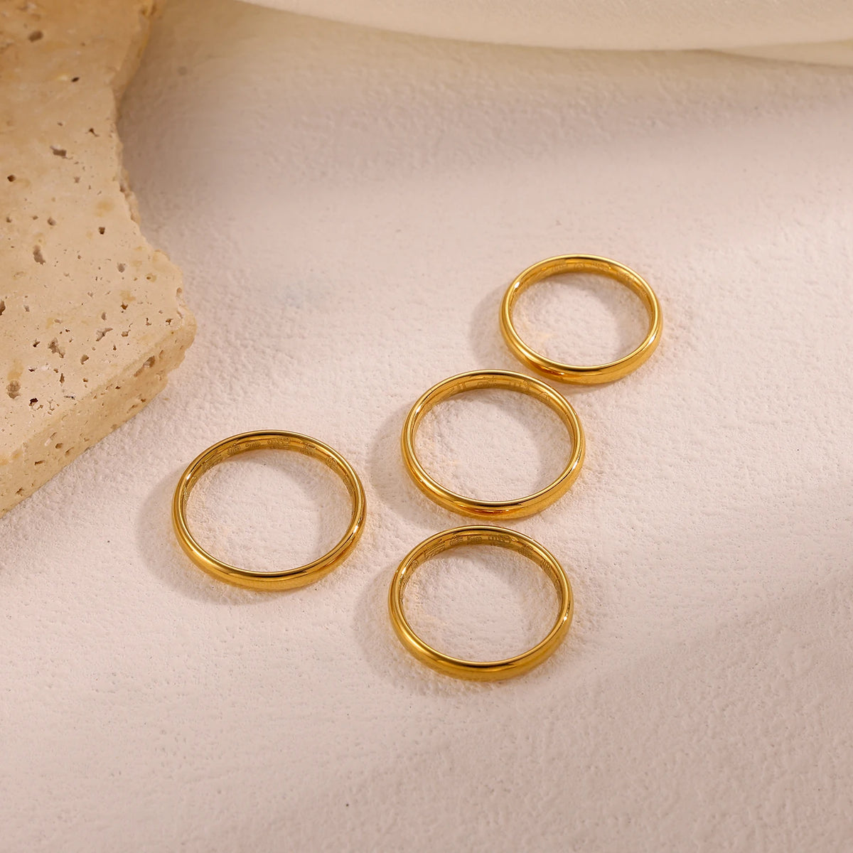 Minimalist Simple Gold Plated Stainless Steel Stackable Rings for Women Skinny Basic Round Circle Women Ring