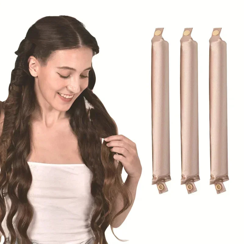 Heatless Curling Rod Headband – Satin Flexi Rods for Overnight Curls