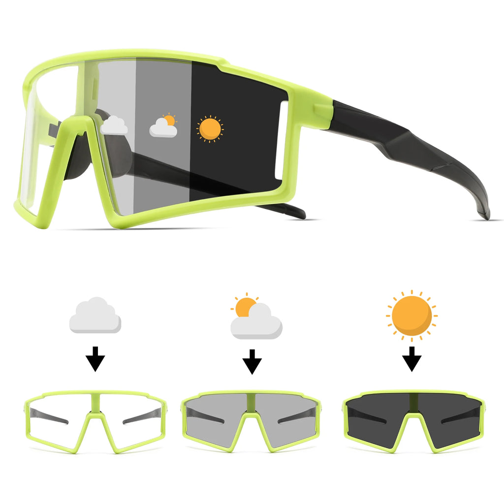 Premium Oversized Photochromic Sports Sunglasses - One-Piece Lens, UV400 Unisex for Cycling, Hiking & Outdoor Adventures