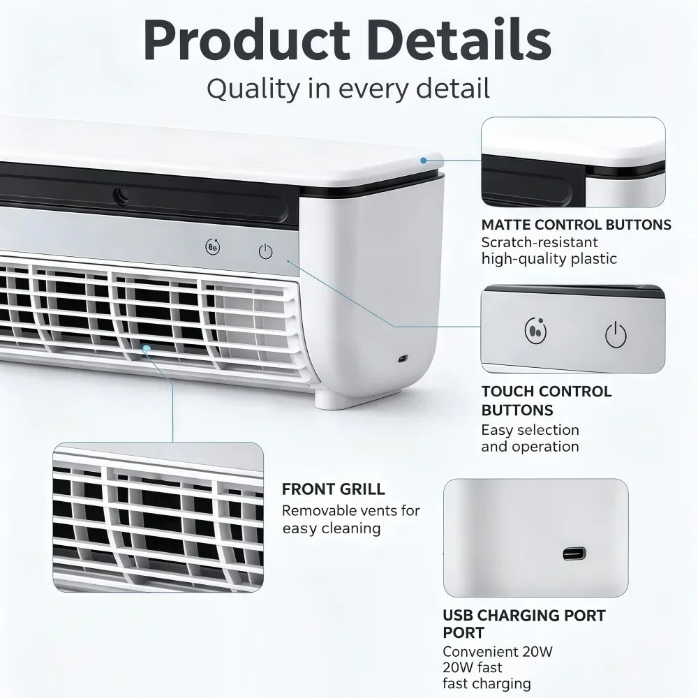 Mini Portable Wall Mount Air Conditioner with Core Cooling & Ice Mist,No-Drill Small Cooling Fan with Remote Control Home Office