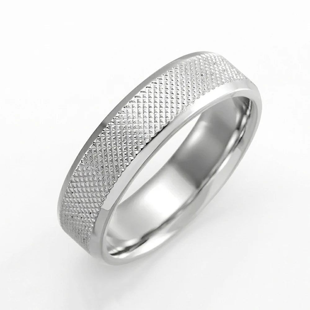 New Simple Geometric Grid Stackable Rings for Women 316L Stainless Steel Jewelry Anniversary Valentine's Day Birthday Gifts