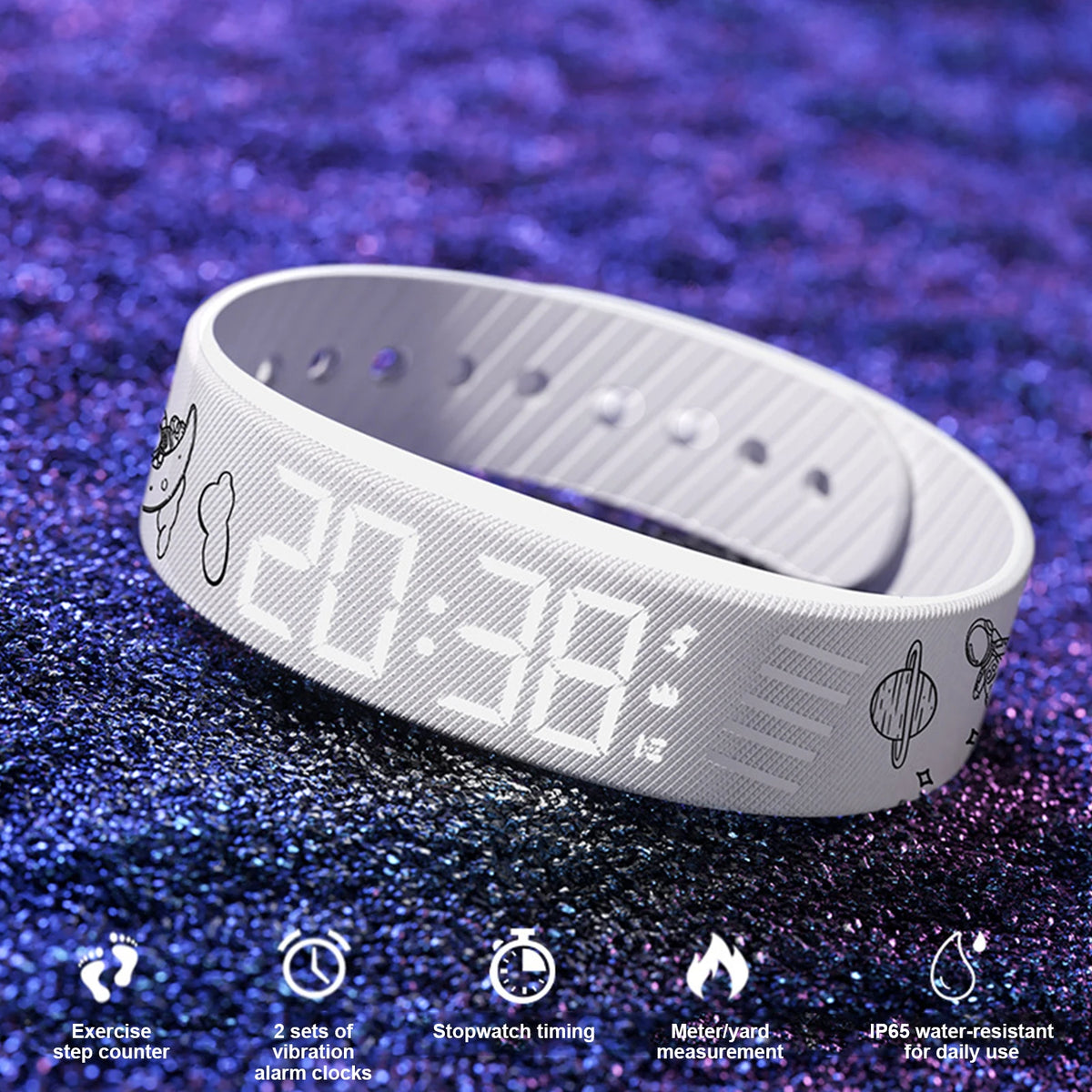  Smart Bracelet Vibrating Alarm Wristband W/Step Counter Pedometer Silent Vibration Alarm Watch Unique for Deepsleepers Elderly
