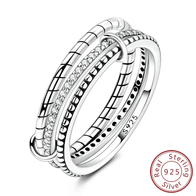 New Original 925 Sterling Silver Rings Stackable Infinite Silver Zircon Ring For Women Wedding Anniversary Birthday Jewelry Gift