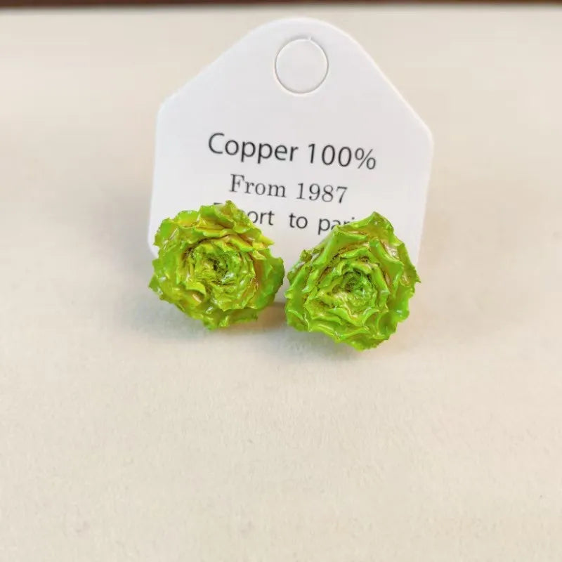 Multicolor Immortal Rose Flower Earrings Elegant Rose Hoop Earrings Epoxy Resin Natural Rose Dangle Earrings Custom Packaging