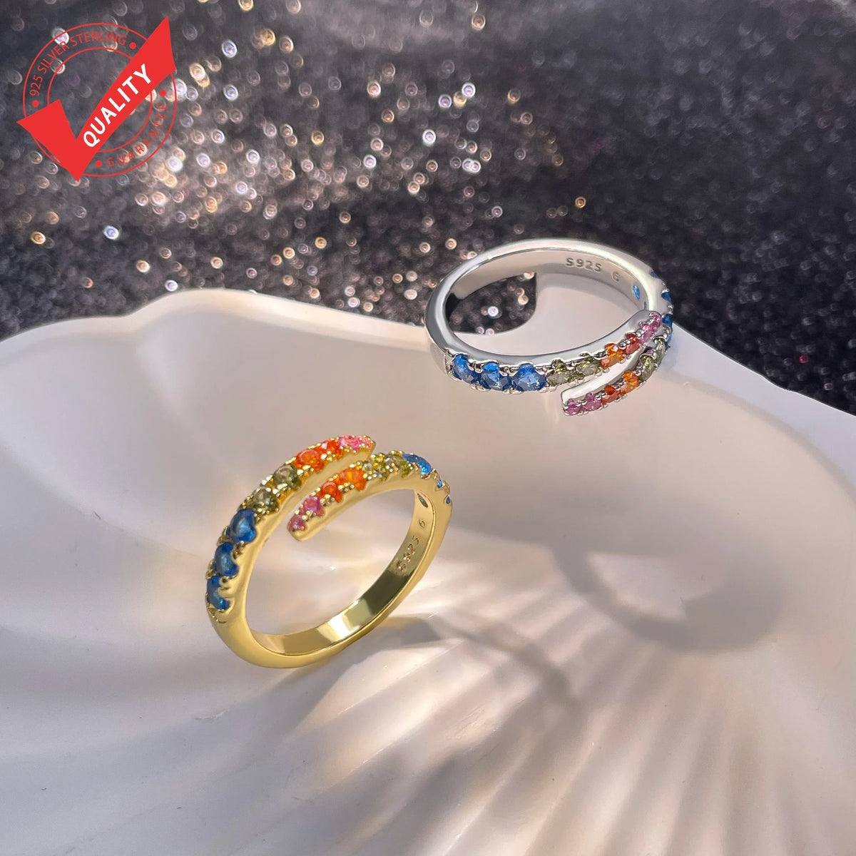 925 Sterling Silver Rings Stackable Colored Shiny Zircon for Women Original Silver 925 Wedding Ring Fine Jewelry Gift