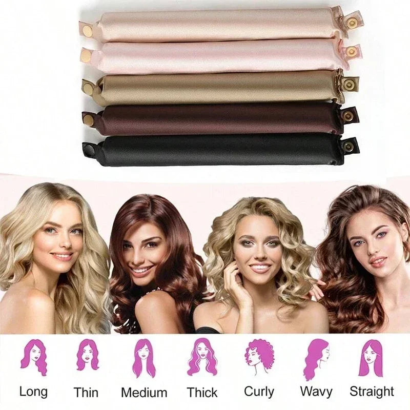 Heatless Curling Rod Headband – Satin Flexi Rods for Overnight Curls
