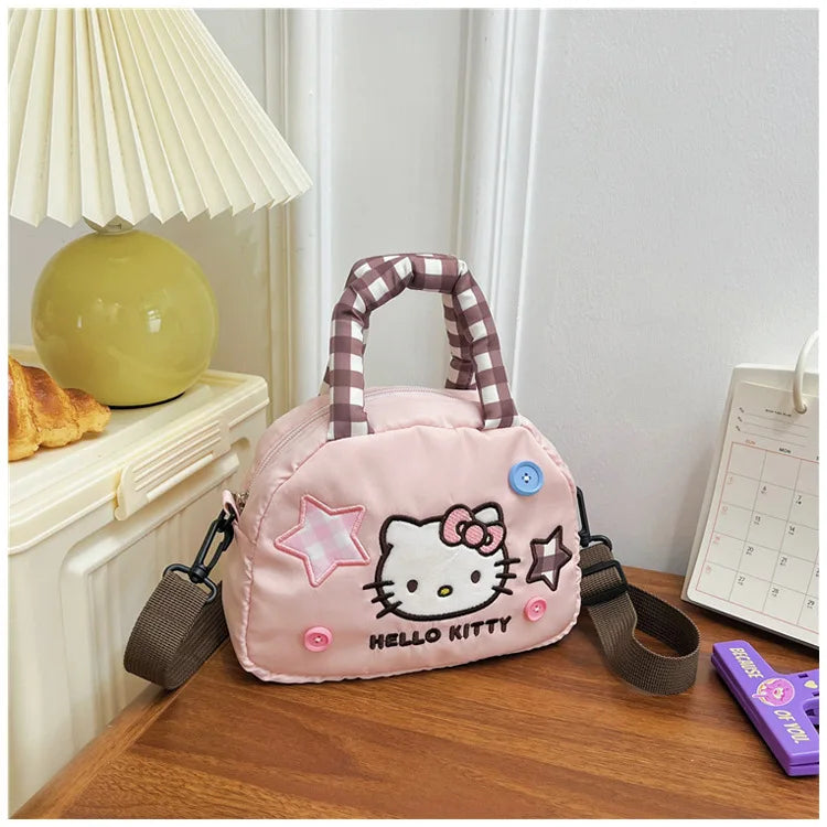 Cute Kitty Crossbody Bag Checkered Commuter Handbag, Creative Cartoon Shoulder Bag, Gift for Girlfriend