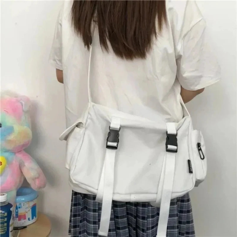 Canvas Crossbody Bags for Women Youth Men Fashion Casual Large Capacity Handbags Shoulder Bags Solid Color Ladies Messenger Bag