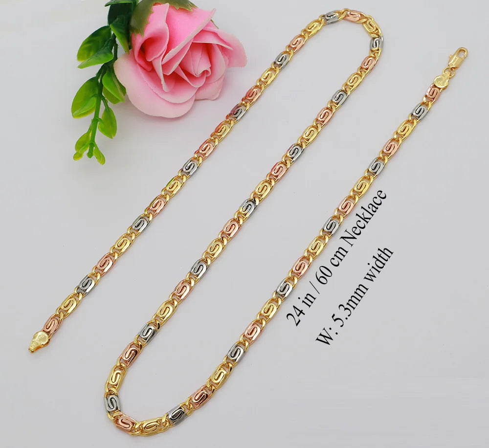 60cm 5.3mm Minimalist Necklace Fashion 18k Gold Plated Jewelry for Men And Women Suitable for Daily Wear