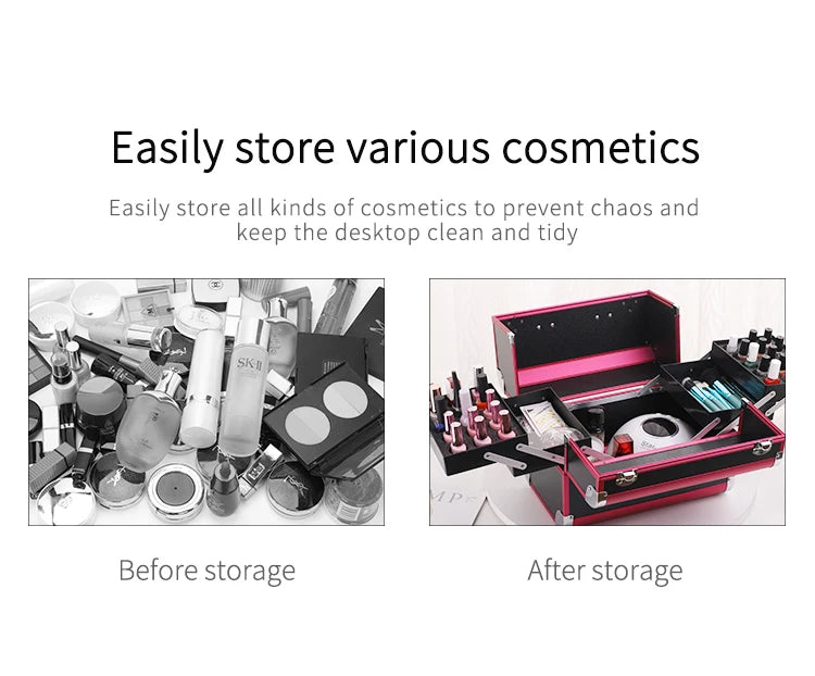 Makeup Case Cosmetic Organizer Case Extra Large 12 Inch 6 Trays Portable Makeup Organizer Case Make Up Carrying Box