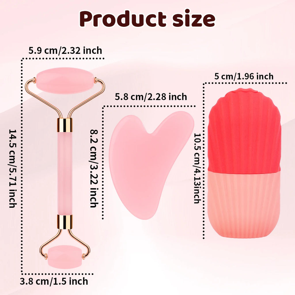 1/2/3pcs Ice Face Roller Facial Skincare Ice Roller Set,Facial Roller GuaSha FaceTool Set,Face Massage Roller Lifting Contouring