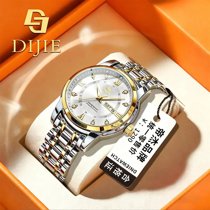Trendy steel-band men's watch, exuding elegance, a popular casual and minimalist design, high-quality, versatile for business an